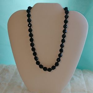 Vintage black beaded necklace